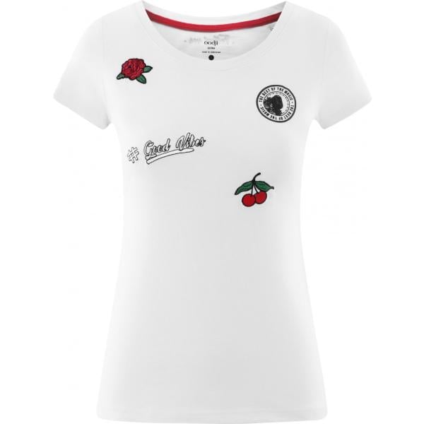 T-shirt con stampa a maniche corte aderente bianco Oodji Ultra bianco con stampe