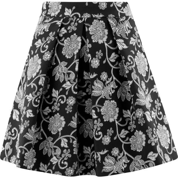 Gonna con stampa e zip con pieghe nero Oodji Ultra nero con stampe