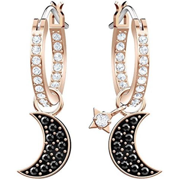 Orecchini forma asimmetrica contrasto in oro rosa nero Swarovski nero