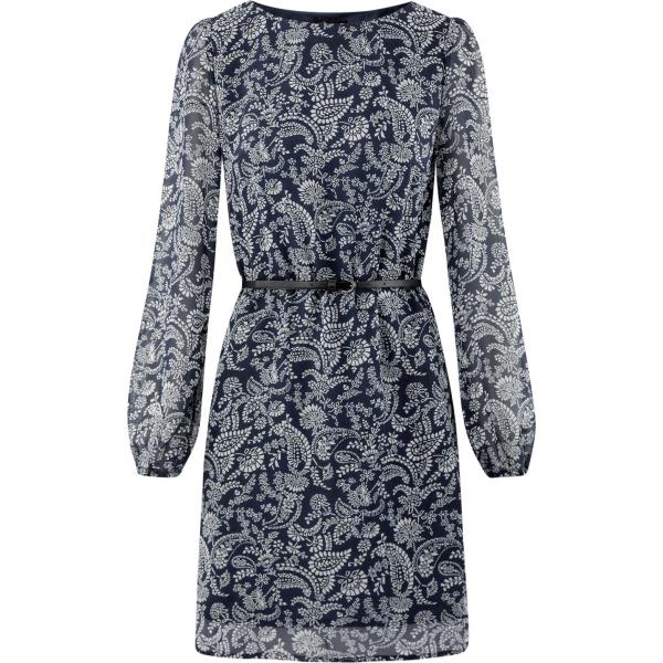 Vestito mini con cintura chiffon con cinturino taglio dritto aderente blu Oodji Ultra blu