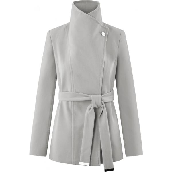 Cappotto forma asimmetrica con cintura grigio Oodji Ultra grigio