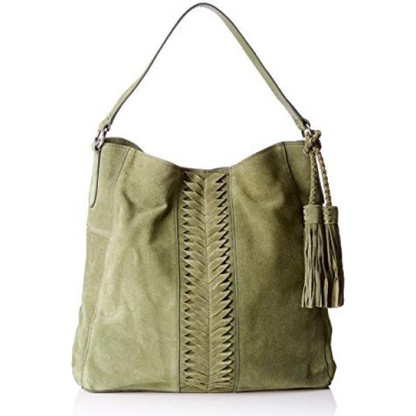 Shopping bag effetto scamosciato verde Pieces verde