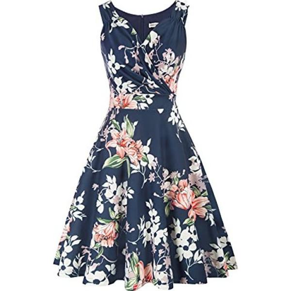 vestiti senza maniche Grace Karin blu a fiori