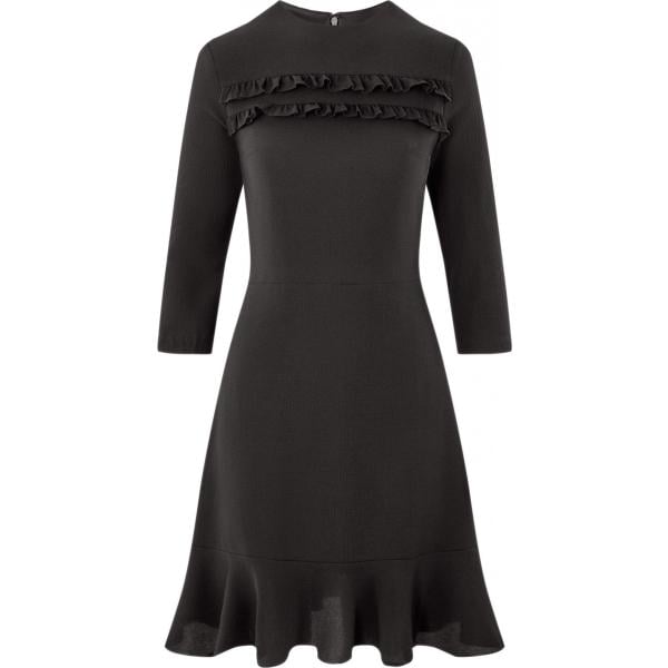 Vestito con balze aderente nero Oodji Ultra nero