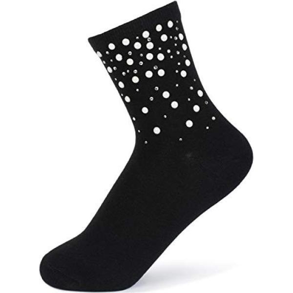 Calzini con strass e perle con polsini nero StyleBREAKER nero