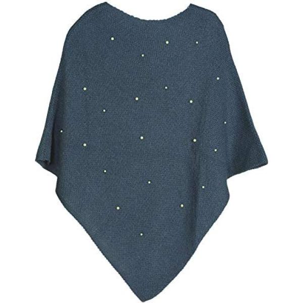 Poncio con perle girocollo senza maniche in in maglia taglia unica blu StyleBREAKER blu
