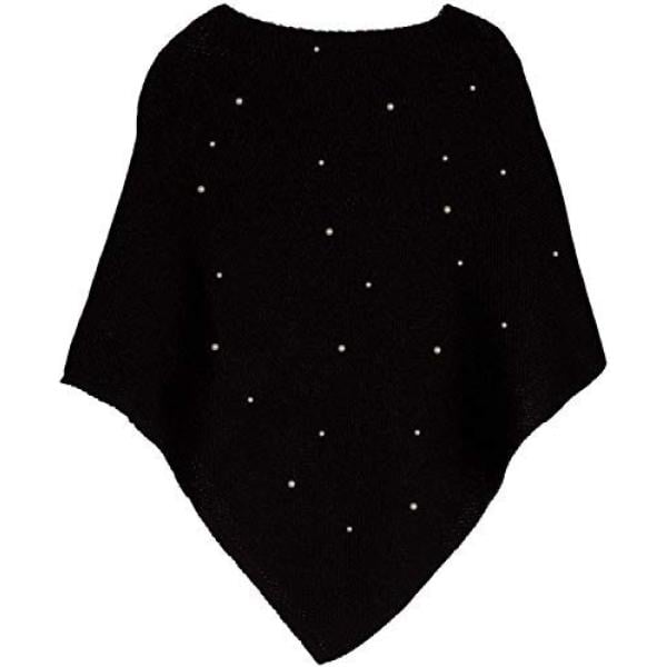 Poncio con perle girocollo senza maniche in in maglia taglia unica nero StyleBREAKER nero