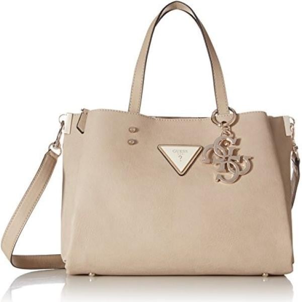 Shopping bag con zip in pelle sintetica beige Guess