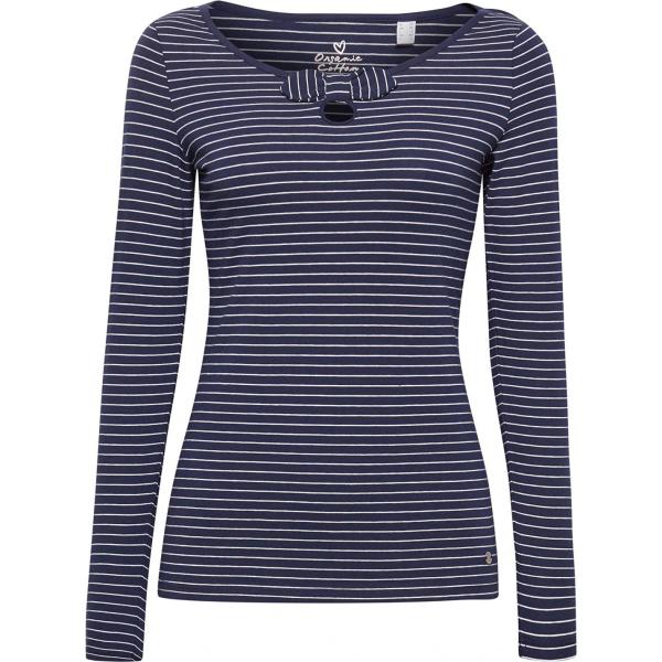 T-shirt con fiocco a righe con scollo a maniche lunghe jersey navy Esprit blu a righe