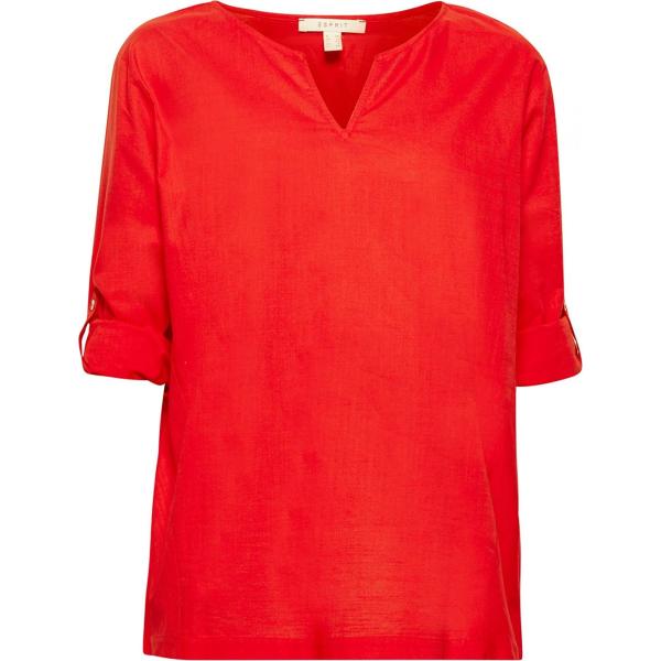 Blusa con spacco e scollo taglio dritto rosso Esprit rosso