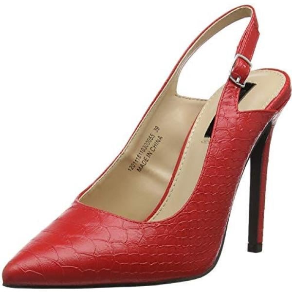 Scarpe slingback con cinturino e tacco rosso Lost Ink rosso