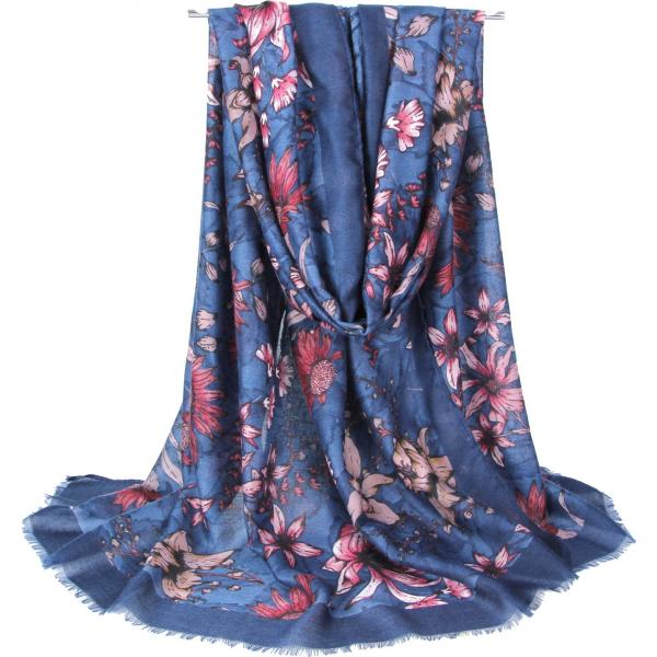 sciarpa Longwu blu a fiori