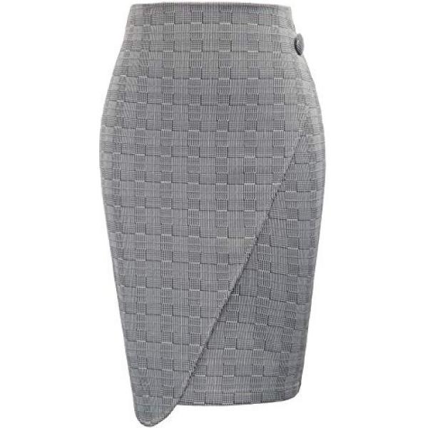 Gonna a tubino con spacco e zip aderente Grace Karin a quadri