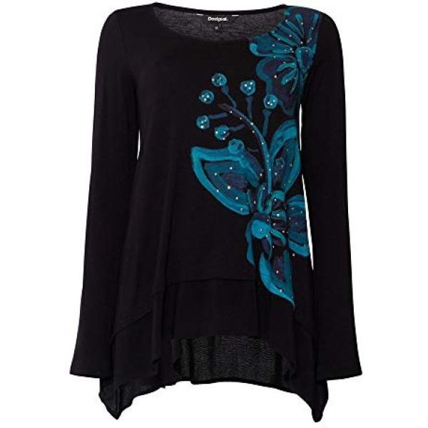 t-shirt Desigual nero a fiori