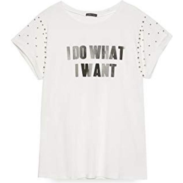 T-shirt con perle a maniche corte jersey bianco e argento Fiorella Rubino bianco