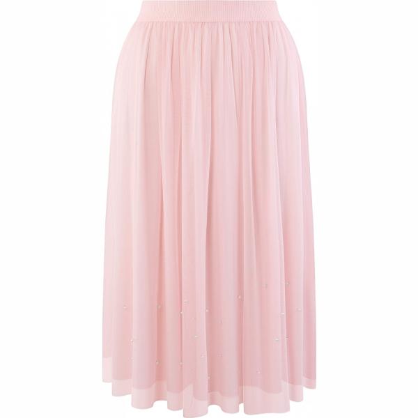 Gonna midi con perline in tulle aderente rosa Oodji Ultra rosa