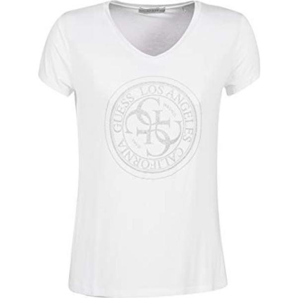T-shirt glitter a maniche corte bianco Guess bianco