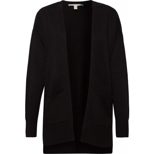 Cardigan con spacco laterale a coste in in maglia nero Esprit nero