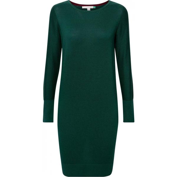 Vestito a coste girocollo in in maglia verde Esprit verde
