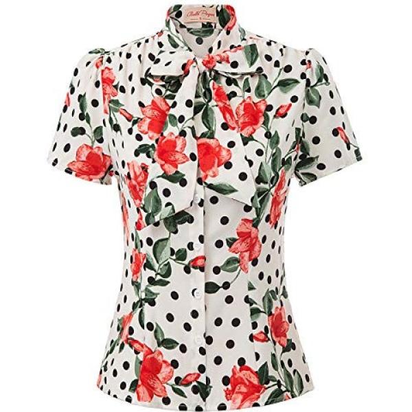 Maglia con fiocco lunga fantasia floreale a maniche corte tinta unita Belle Poque a fiori