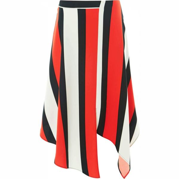 Gonna forma asimmetrica a righe con zip e orlo rosso Roman Originals rosso a righe