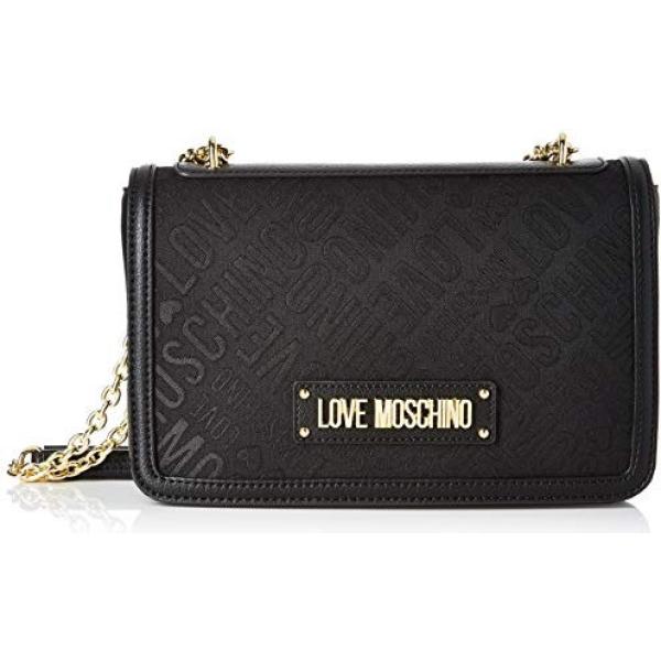 Borsa a tracolla cartella jacquard nero Love Moschino nero