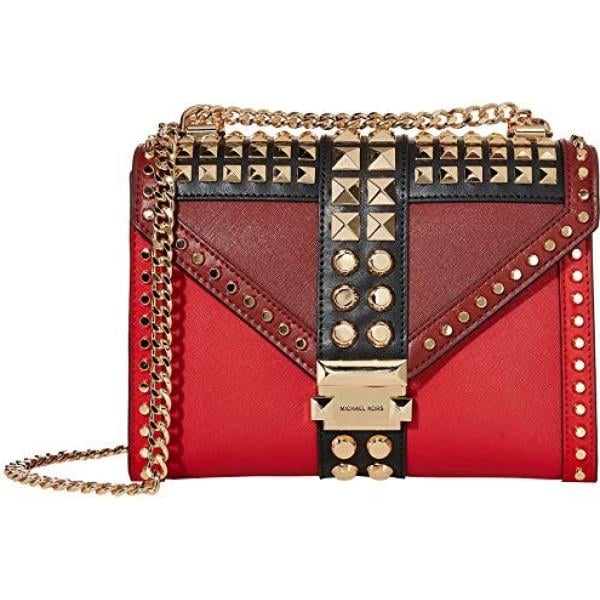 Borsa a tracolla messenger contrasto con borchie rosso Michael Kors rosso