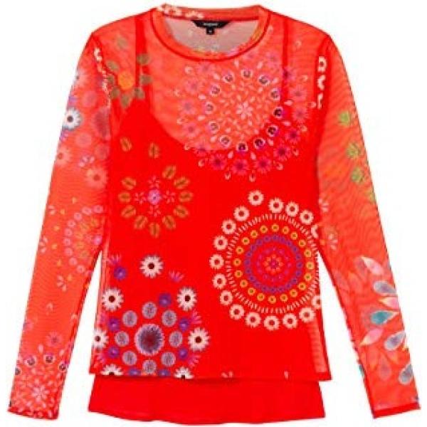 t-shirt Desigual rosso con stampe