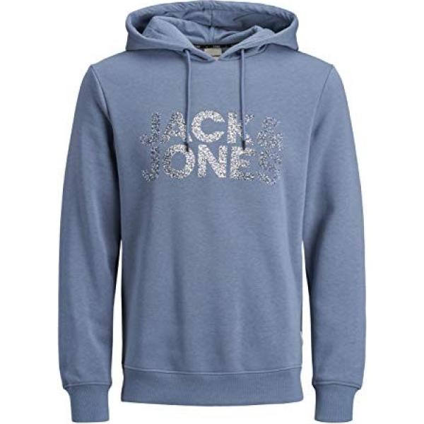 felpa con cappuccio Jack & Jones blu con stampe