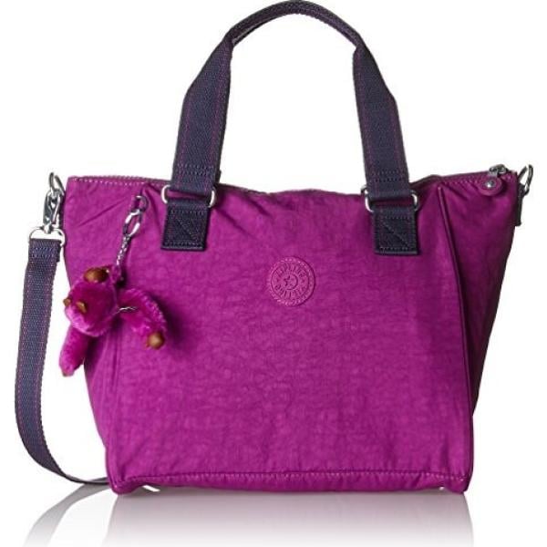 Borsa a secchiello con manico e tracolla regolabile rosa Kipling viola