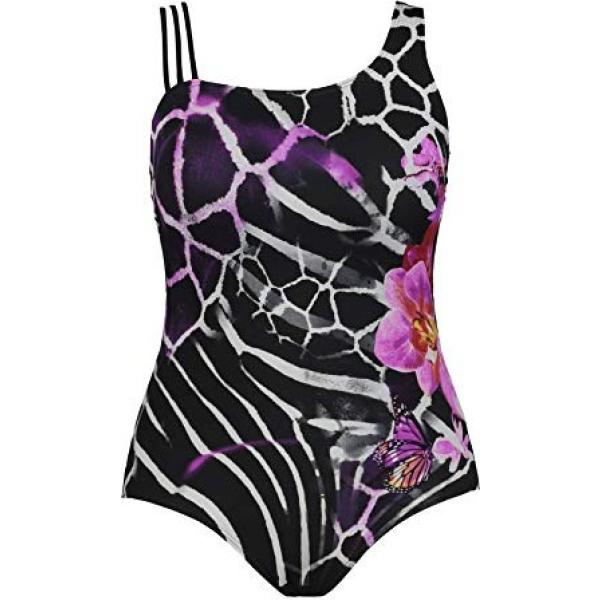 costumi interi Ulla Popken nero a fiori