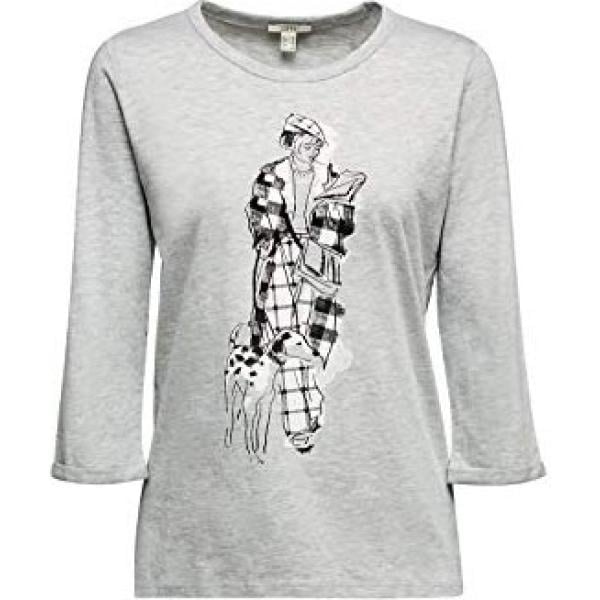t-shirt Esprit grigio con stampe