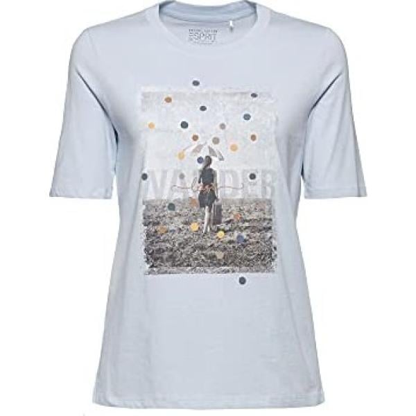 t-shirt Esprit grigio con stampe