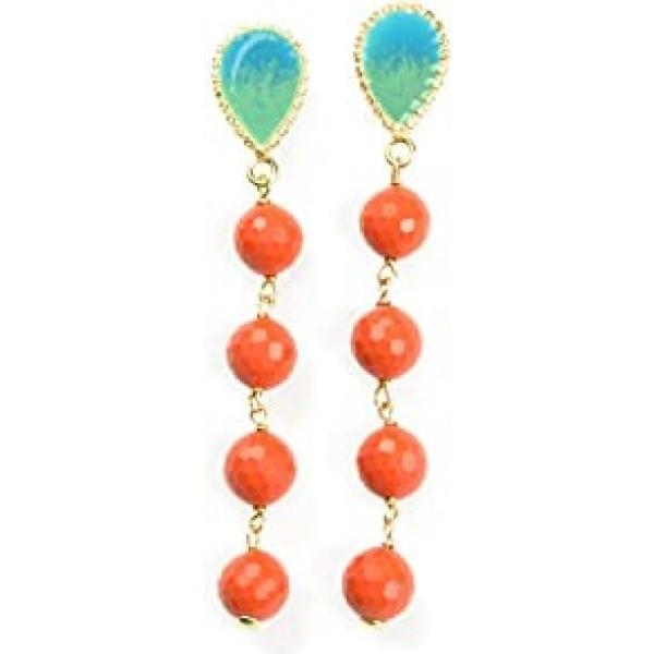 Orecchini da donna in arancione con perle in argento Misis
