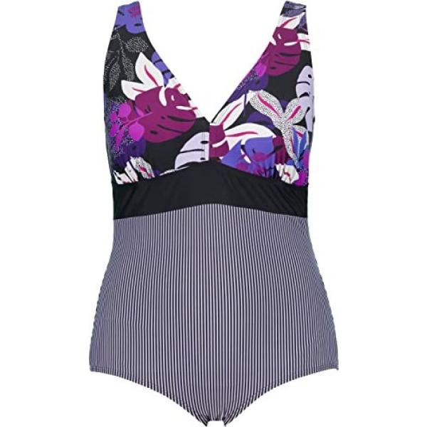 costumi interi Ulla Popken grigio a righe