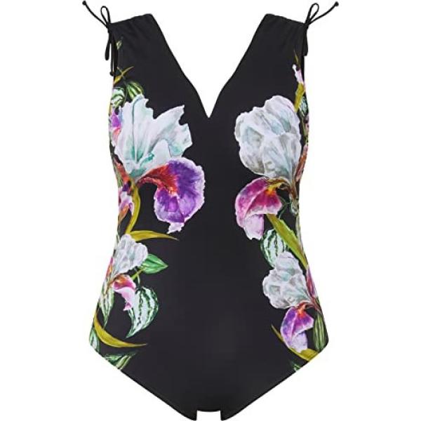 costumi interi Ulla Popken nero a fiori