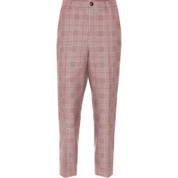 pantaloni capri Ganni marrone a quadri