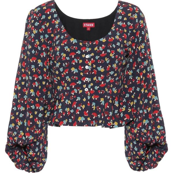 top Staud grigio con stampe