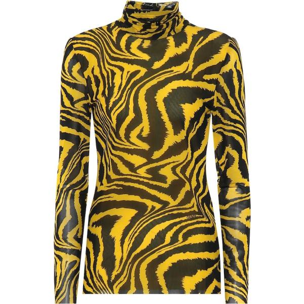 top Ganni giallo con stampe
