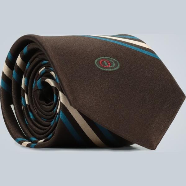 cravatte Gucci marrone a righe