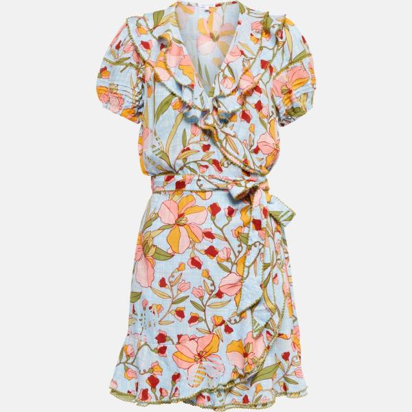 Robe femme gris clair à fleurs viscose Poupette St Barth