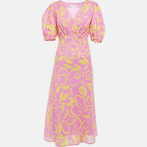 Robe mi-longue/midi femme blanc neige à fleurs à fermeture éclair coton Velvet