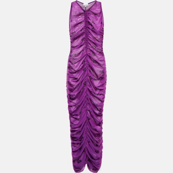 Robe mi-longue/midi femme blanc neige imprimé Ganni