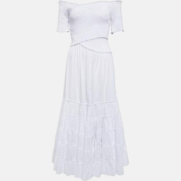 Robe mi-longue/midi femme blanc neige coton Poupette St Barth