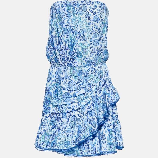 Robe femme bleu ciel à fleurs viscose Poupette St Barth