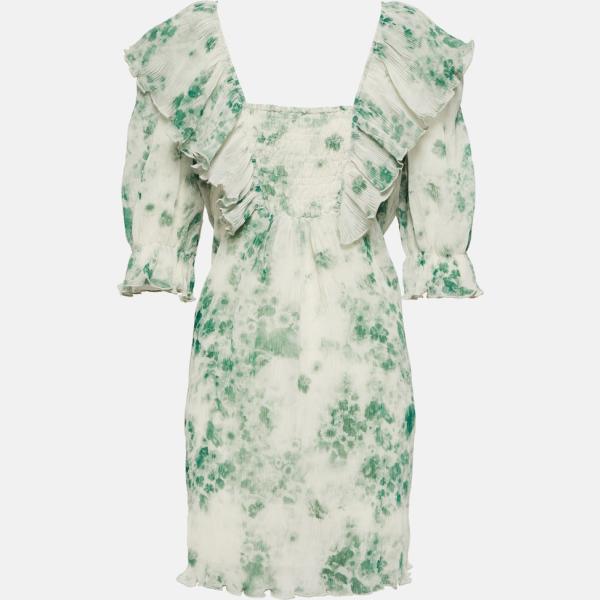 Robe femme blanc neige à fleurs polyester Ganni