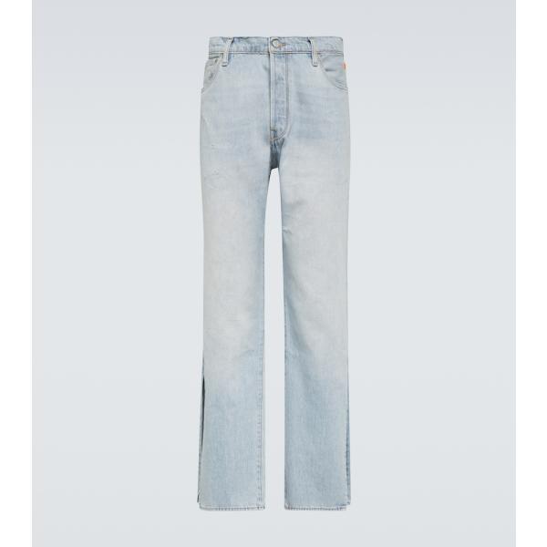 Jean coupe droite homme gris clair taille basse avec boutons denim Erl