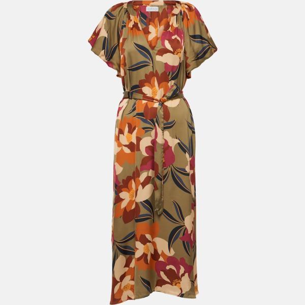 Robe mi-longue/midi femme blanc neige imprimé viscose Velvet