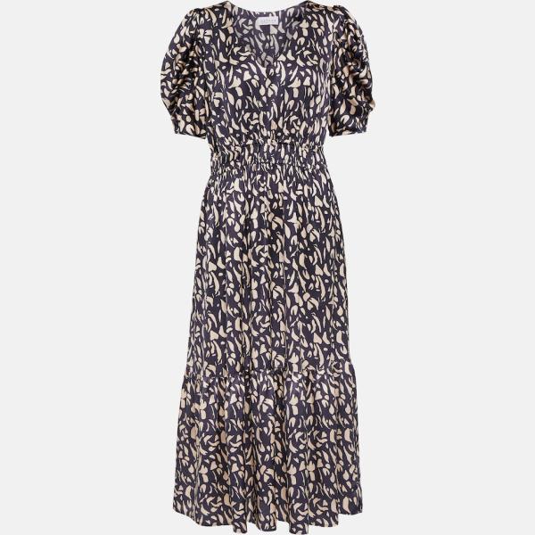 Robe mi-longue/midi femme blanc neige imprimé viscose Velvet