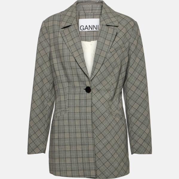 Veste femme à carreaux avec boutons viscose Ganni